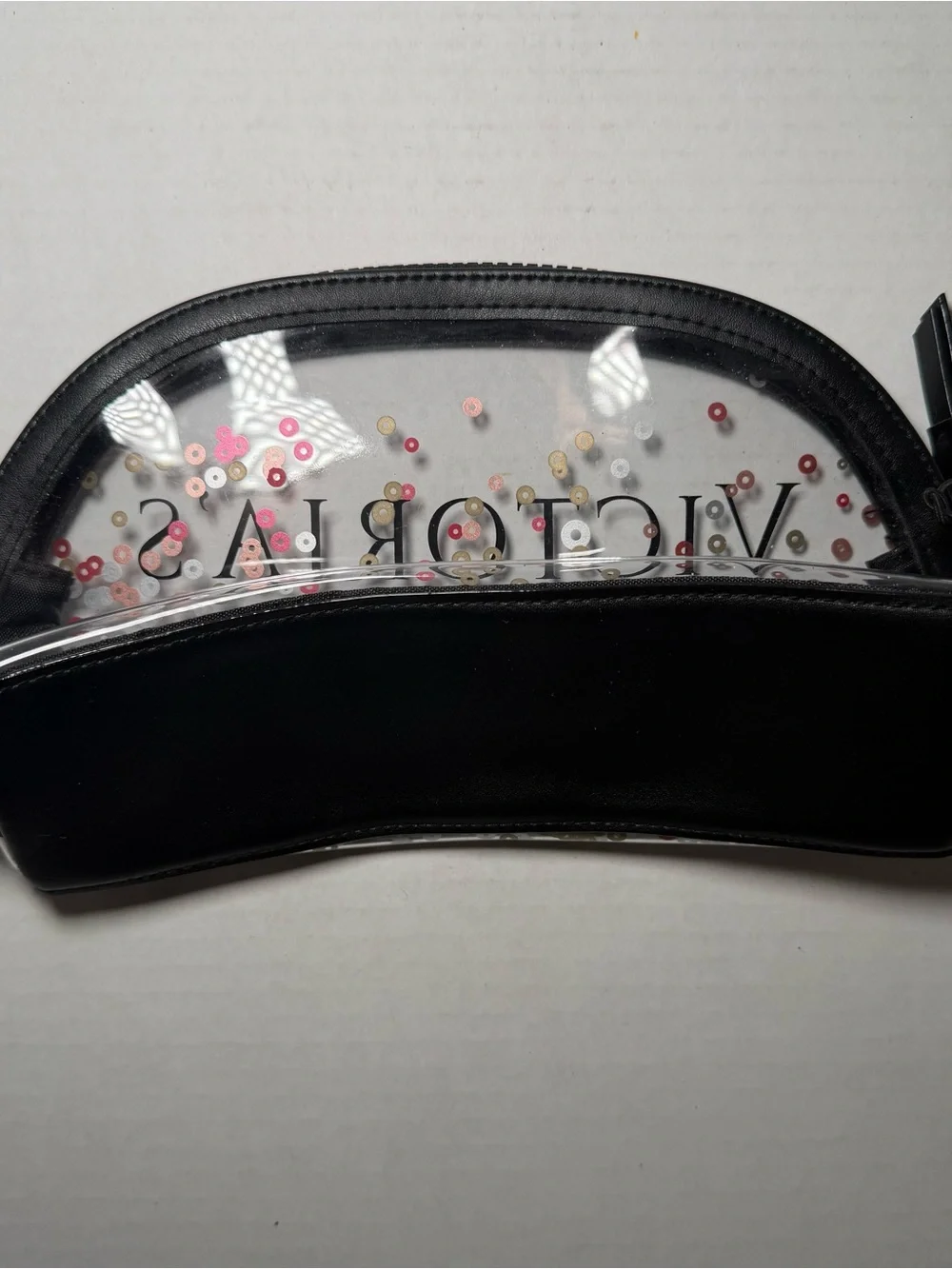 Victoria's Secret Clear Sparkle Confetti Makeup Cosmetic Bag Case